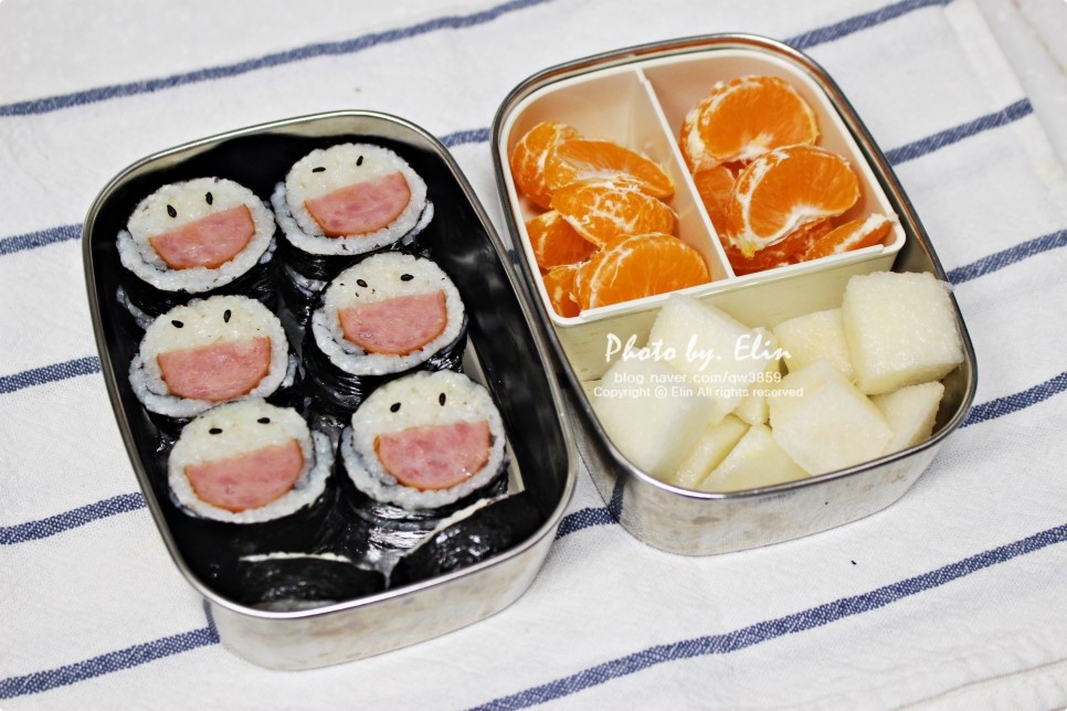 유치원 소풍 도시락 스마일김밥 만들어 봤어요 :)