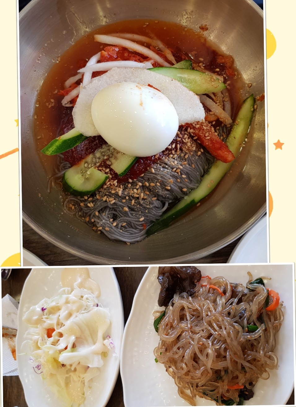 신랑은코다리냉면먹고 후식으로 블랙티레몬에이드피지오 마시고저녁엔친구 놀러와서 물회먹자고...신랑과친긔 물회.전 낙지덮밥으로 오늘저녁... 